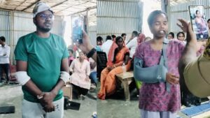 कटिहार के टीवी टावर मुहल्ला में 10 अगस्त 2025 को ईसाई प्रार्थना सभा पर हुए हमले के बाद घायल पीड़ितों की तस्वीर।