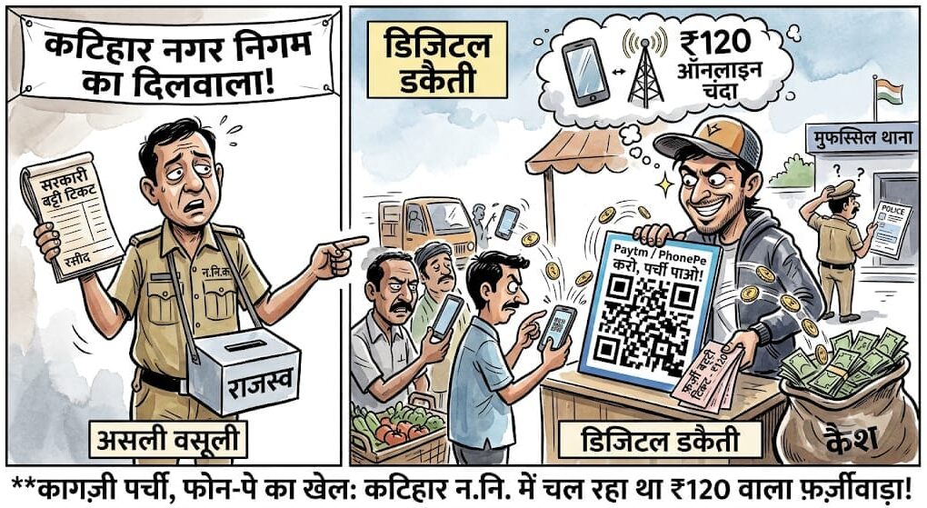 कटिहार नगर निगम के नाम पर फर्जी पर्ची और PhonePe से कथित वसूली का मामला